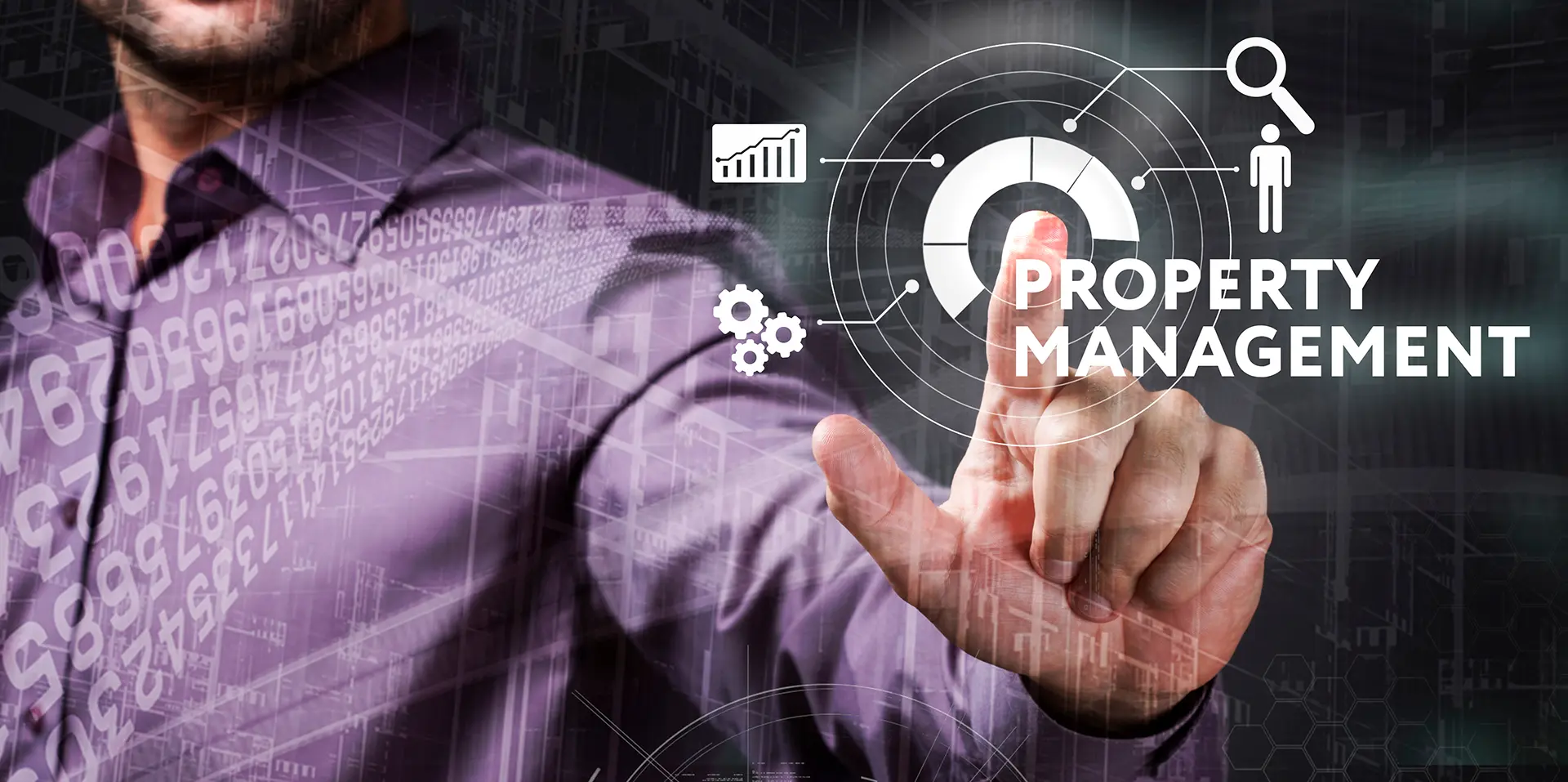 property manager interacting with an analytics interface that says property management